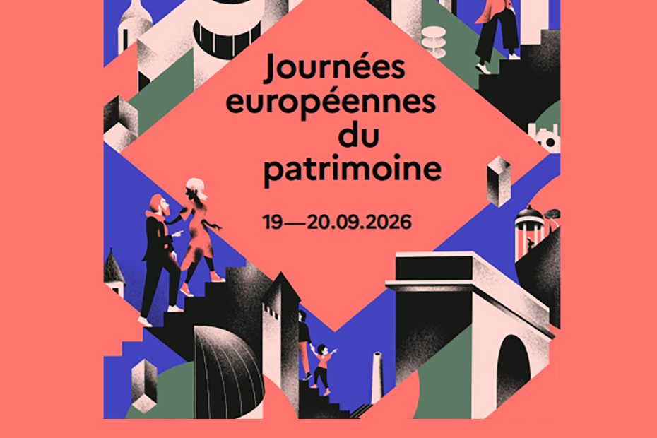 Affiche des Journées européennes du patrimoine 2026 au château de Lordat, avec dates, horaires et informations de visite.